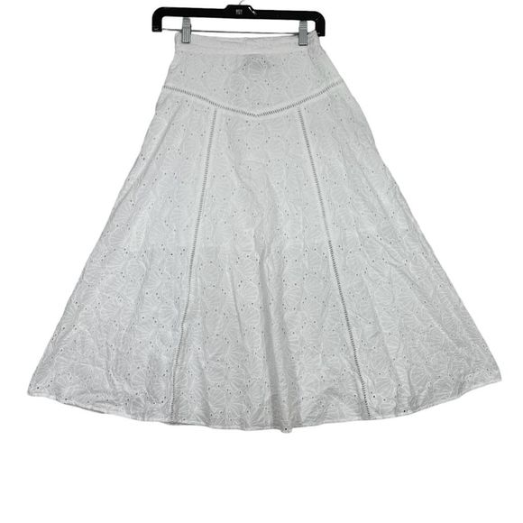 ASOS DESIGN shell broderie midi skirt with peplum hem in white 4 - Picture 1 of 7